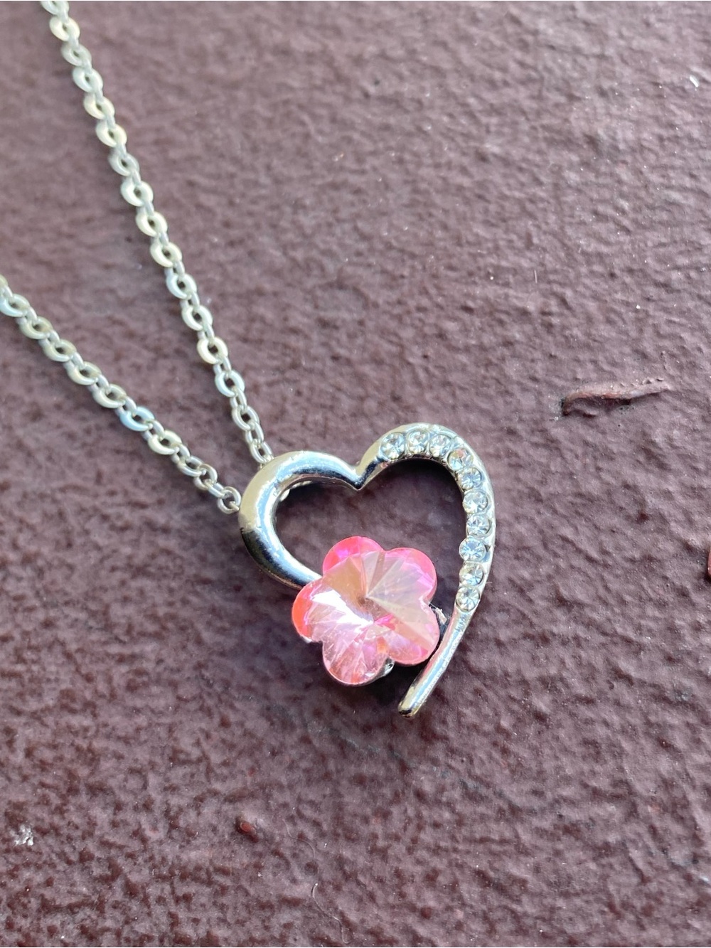 Stainless Steel Heart Charm Pendant & Necklace